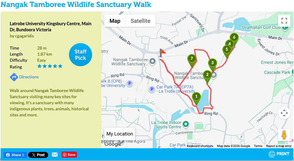 Map screenshot — Nangak Tamboree Wildlife Sanctuary Walk